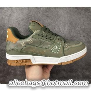 Top Grade Louis Vuitton LV Trainer Sneaker Khaki Green 60701016