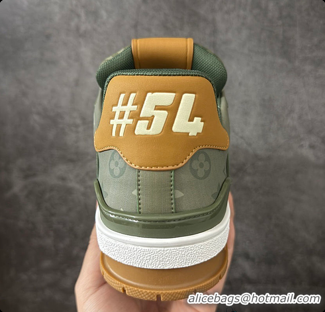 Top Grade Louis Vuitton LV Trainer Sneaker Khaki Green 60701016