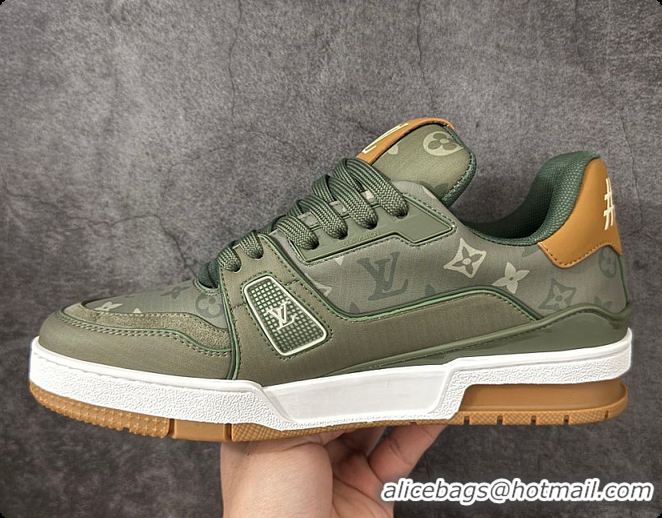 Top Grade Louis Vuitton LV Trainer Sneaker Khaki Green 60701016