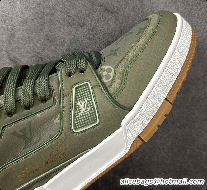 Top Grade Louis Vuitton LV Trainer Sneaker Khaki Green 60701016