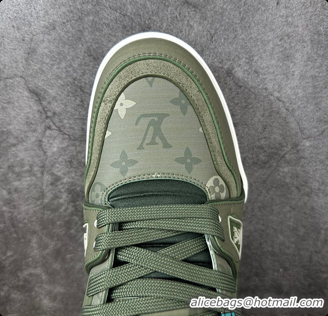 Top Grade Louis Vuitton LV Trainer Sneaker Khaki Green 60701016