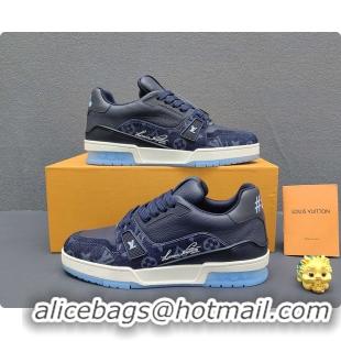 Classic Hot Louis Vuitton LV Trainer Sneaker Indigo Blue 60701018
