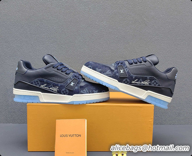 Classic Hot Louis Vuitton LV Trainer Sneaker Indigo Blue 60701018