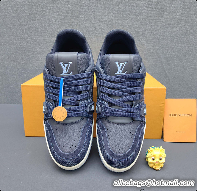 Classic Hot Louis Vuitton LV Trainer Sneaker Indigo Blue 60701018
