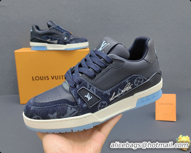 Classic Hot Louis Vuitton LV Trainer Sneaker Indigo Blue 60701018