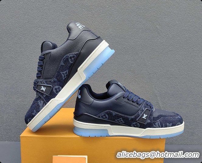 Classic Hot Louis Vuitton LV Trainer Sneaker Indigo Blue 60701018