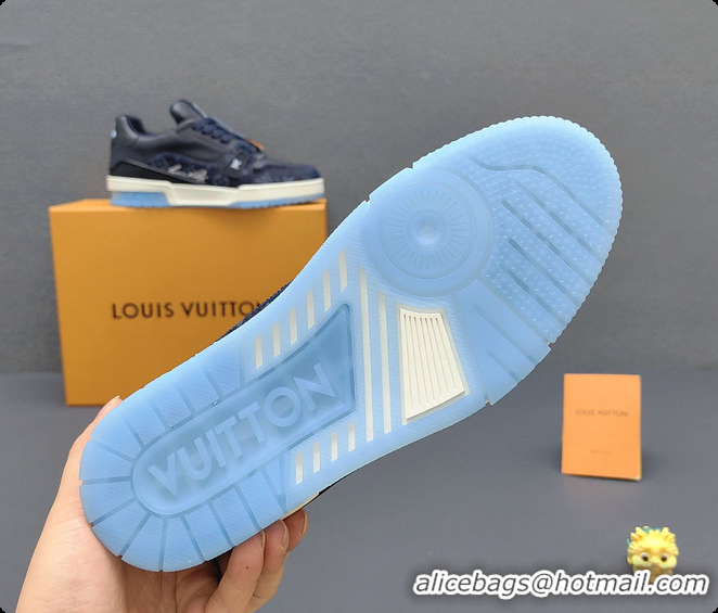 Classic Hot Louis Vuitton LV Trainer Sneaker Indigo Blue 60701018
