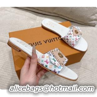 Grade Quality Louis Vuitton LV x TM LV Frame Flat Mule White 60701019