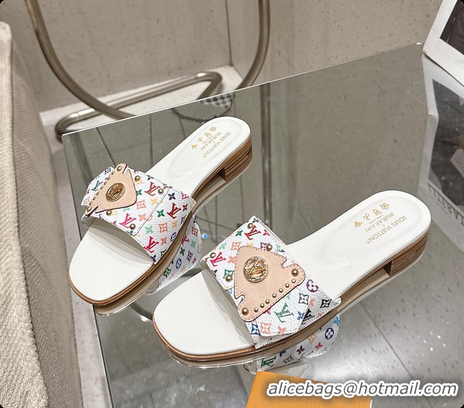 Grade Quality Louis Vuitton LV x TM LV Frame Flat Mule White 60701019