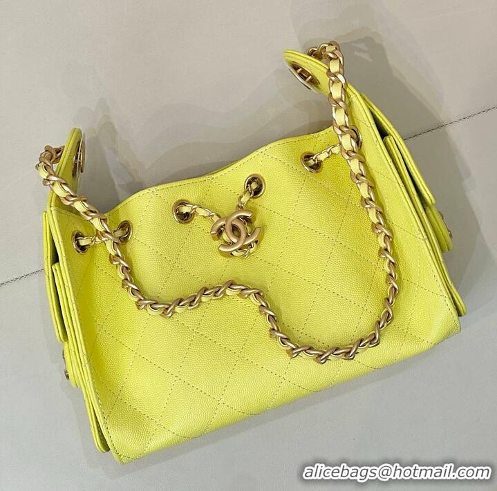 Promotional Chanel 25 Mini Handbag Grained Calfskin & Gold-Tone Metal Neon AS5631 Yellow Spring Summer 2026