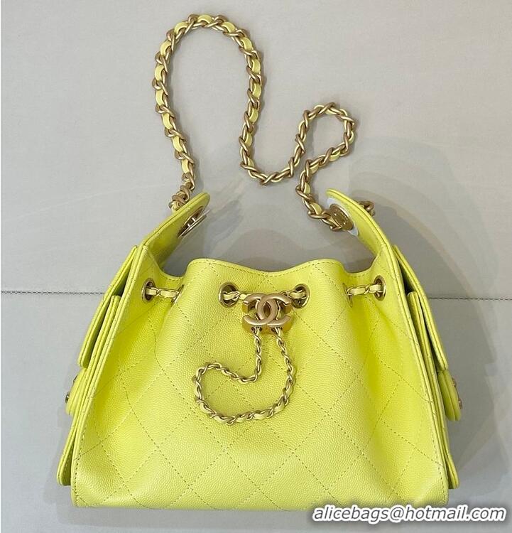 Promotional Chanel 25 Mini Handbag Grained Calfskin & Gold-Tone Metal Neon AS5631 Yellow Spring Summer 2026