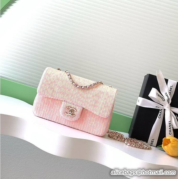 Famous Brand Chanel Flap Bag Glass Beads Sequins & Gold Tone Metal AS5312 Pink 2026