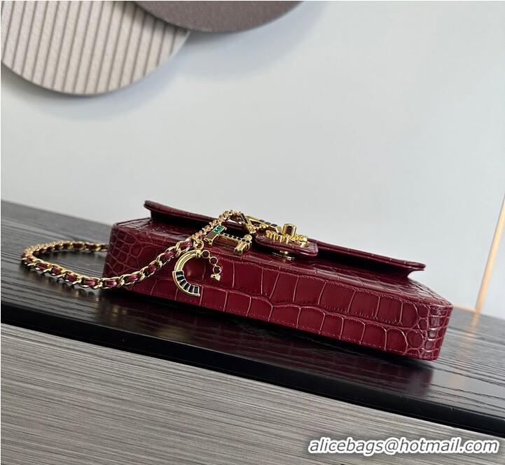 Market Sells Chanel Metiers D'Art Flap Bag & Gold-Tone Metal AS5313 Burgundy Croc Embossed 2026