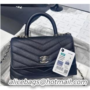 Crafted Discount Chanel Chevron Quilted Caviar Leather Mini Coco Handle AS5323 Black/Silver 2026