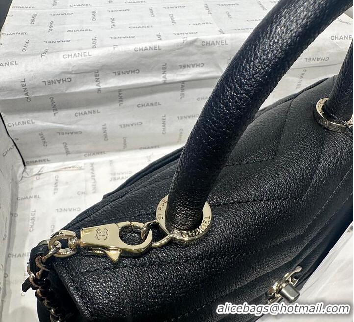 Crafted Discount Chanel Chevron Quilted Caviar Leather Mini Coco Handle AS5323 Black/Silver 2026