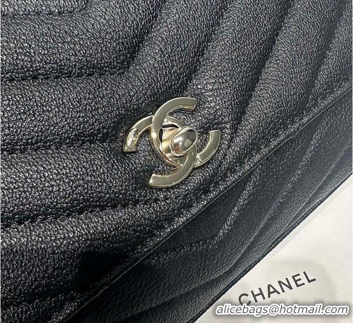 Crafted Discount Chanel Chevron Quilted Caviar Leather Mini Coco Handle AS5323 Black/Silver 2026