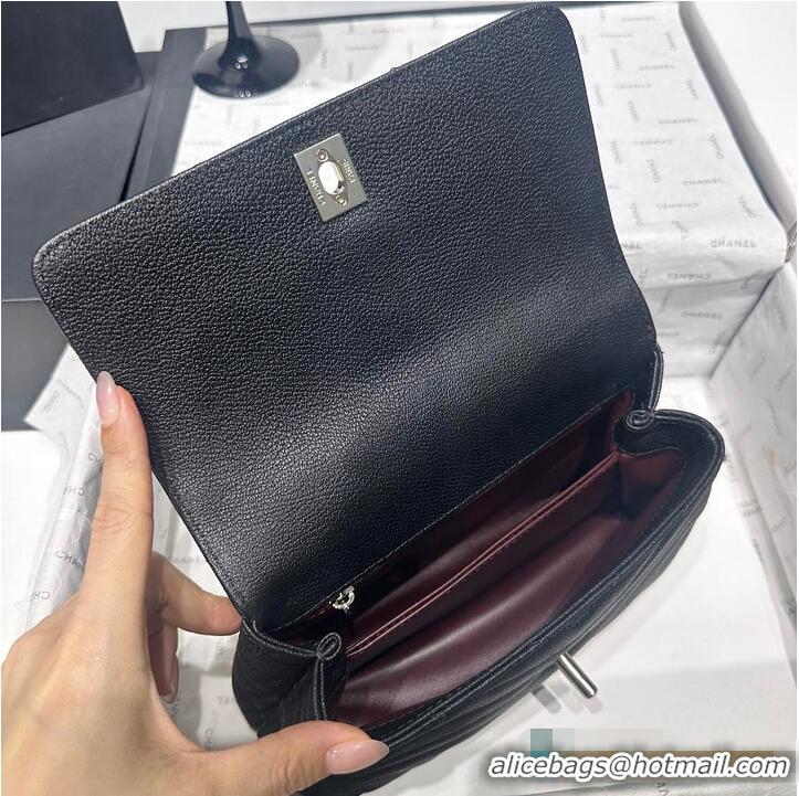 Crafted Discount Chanel Chevron Quilted Caviar Leather Mini Coco Handle AS5323 Black/Silver 2026