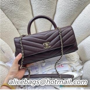 Famous Brand Chanel Maxi Flap Bag with Top Handle Goatskin & Gold-Tone Metal AS5325 Dark Brown 2026