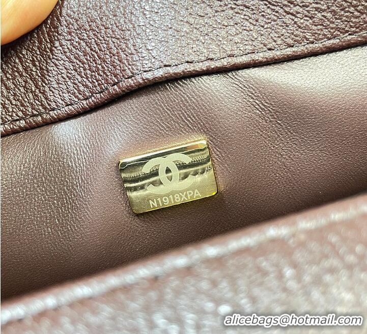 Famous Brand Chanel Maxi Flap Bag with Top Handle Goatskin & Gold-Tone Metal AS5325 Dark Brown 2026