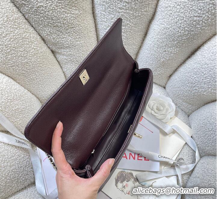 Famous Brand Chanel Maxi Flap Bag with Top Handle Goatskin & Gold-Tone Metal AS5325 Dark Brown 2026