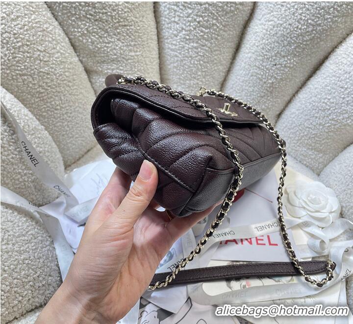 Famous Brand Chanel Maxi Flap Bag with Top Handle Goatskin & Gold-Tone Metal AS5325 Dark Brown 2026