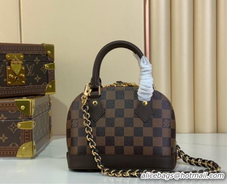 Cheapest Louis Vuitton Damier Ebene Canvas Alma LV&I Chain Shell Bag M14339 2026