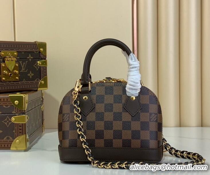 Cheapest Louis Vuitton Damier Ebene Canvas Alma LV&I Chain Shell Bag M14339 2026