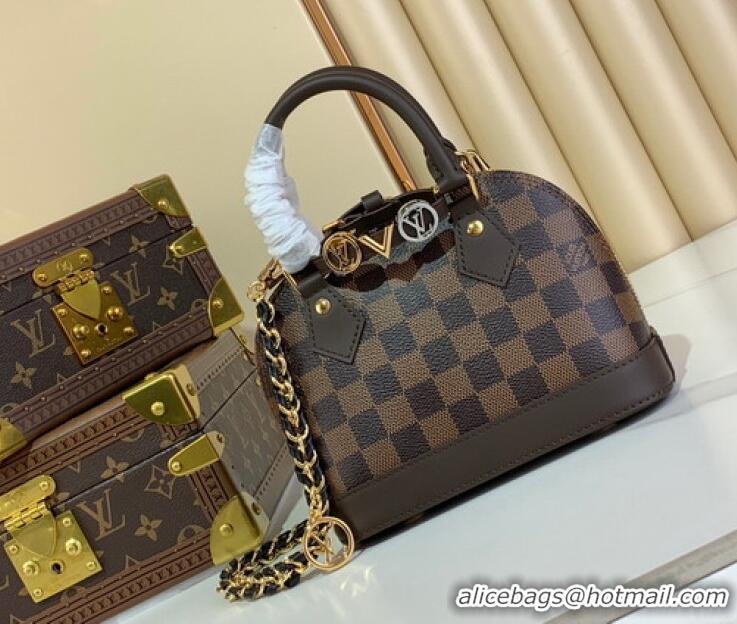 Cheapest Louis Vuitton Damier Ebene Canvas Alma LV&I Chain Shell Bag M14339 2026