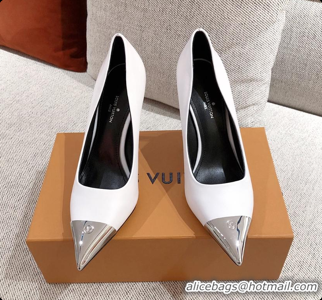 Good Quality LV White Leather Heels 60701107