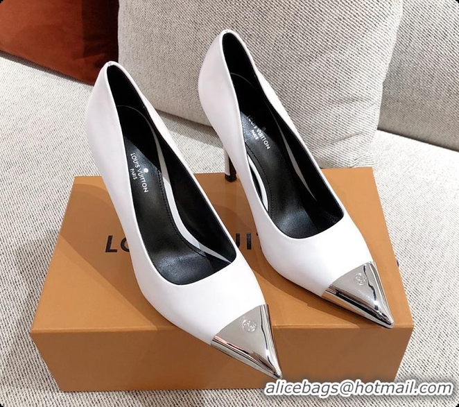 Good Quality LV White Leather Heels 60701107