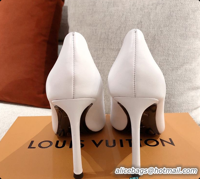 Good Quality LV White Leather Heels 60701107