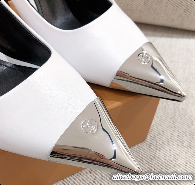 Good Quality LV White Leather Heels 60701107