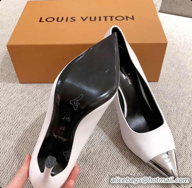 Good Quality LV White Leather Heels 60701107