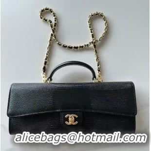Top Grade Chanel Lizard Embossed Calfskin Clutch With Chain Top Handle Bag CH1915 Black/Gold 2026
