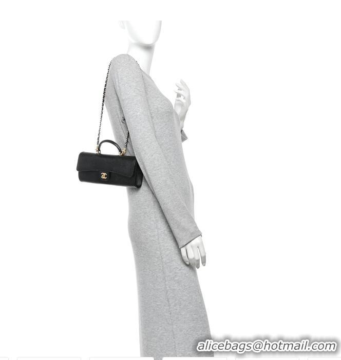 Top Grade Chanel Lizard Embossed Calfskin Clutch With Chain Top Handle Bag CH1915 Black/Gold 2026