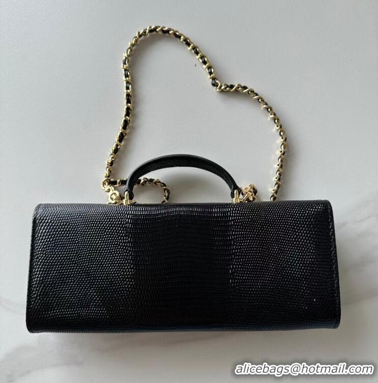 Top Grade Chanel Lizard Embossed Calfskin Clutch With Chain Top Handle Bag CH1915 Black/Gold 2026