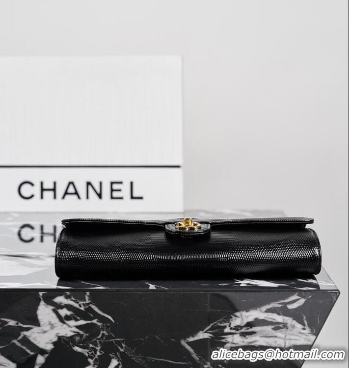 Top Grade Chanel Lizard Embossed Calfskin Clutch With Chain Top Handle Bag CH1915 Black/Gold 2026