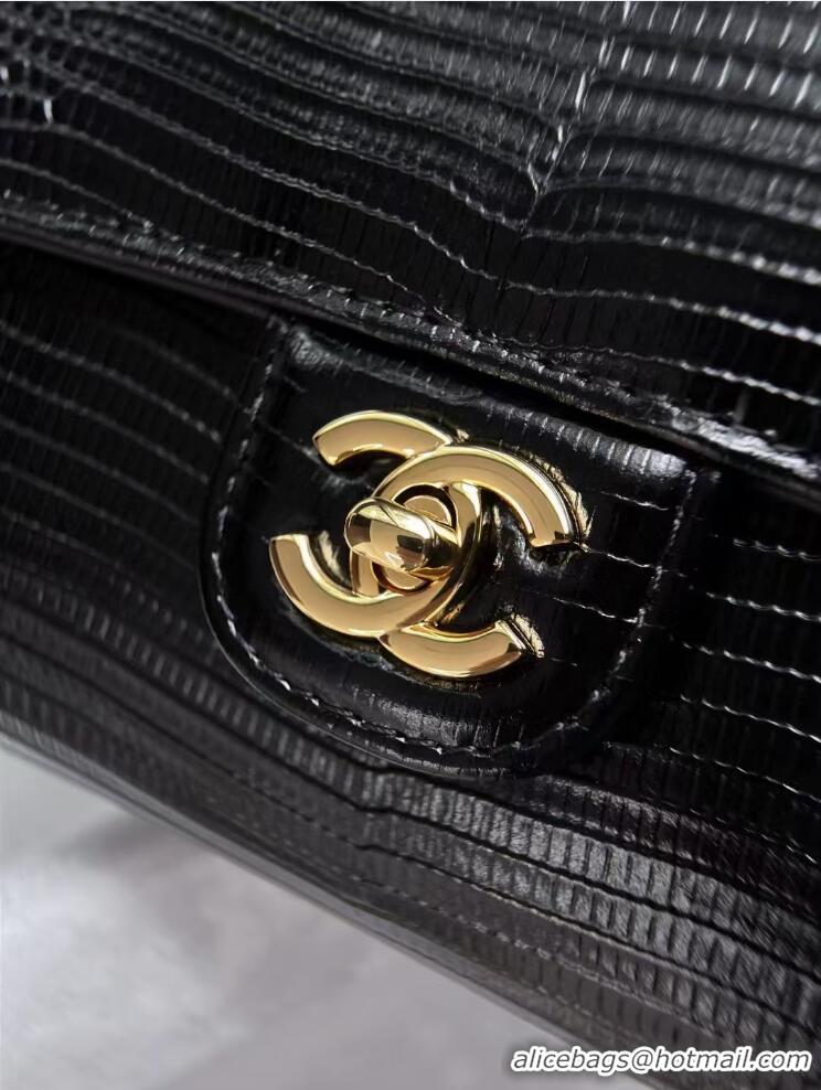 Top Grade Chanel Lizard Embossed Calfskin Clutch With Chain Top Handle Bag CH1915 Black/Gold 2026