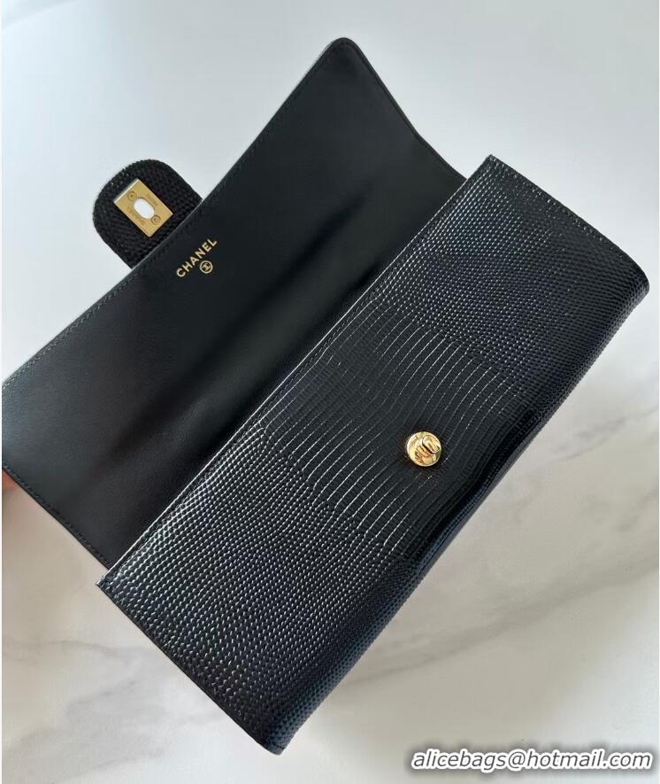 Top Grade Chanel Lizard Embossed Calfskin Clutch With Chain Top Handle Bag CH1915 Black/Gold 2026