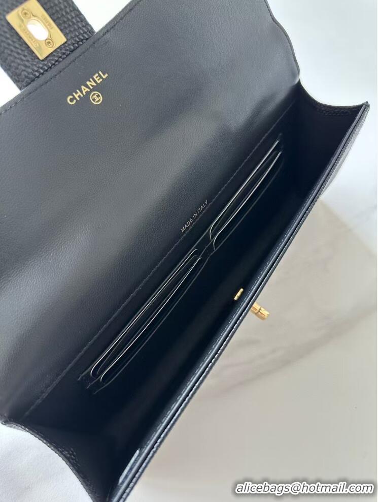 Top Grade Chanel Lizard Embossed Calfskin Clutch With Chain Top Handle Bag CH1915 Black/Gold 2026