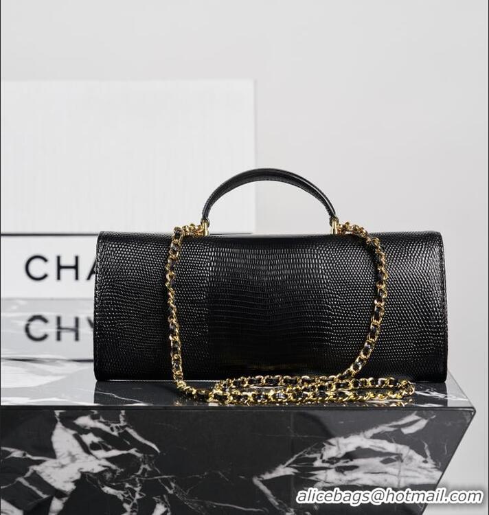 Top Grade Chanel Lizard Embossed Calfskin Clutch With Chain Top Handle Bag CH1915 Black/Gold 2026
