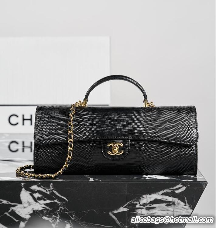 Top Grade Chanel Lizard Embossed Calfskin Clutch With Chain Top Handle Bag CH1915 Black/Gold 2026