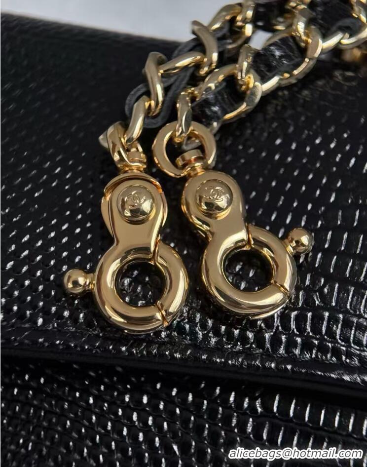 Top Grade Chanel Lizard Embossed Calfskin Clutch With Chain Top Handle Bag CH1915 Black/Gold 2026