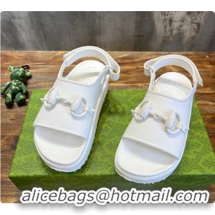 Discount Gucci Women's Horsebit Flatform Sandal White 60701301