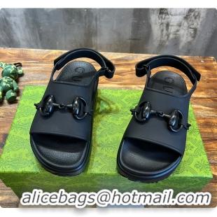 Shop Duplicate Gucci Women's Horsebit Flatform Sandal Black 60701301