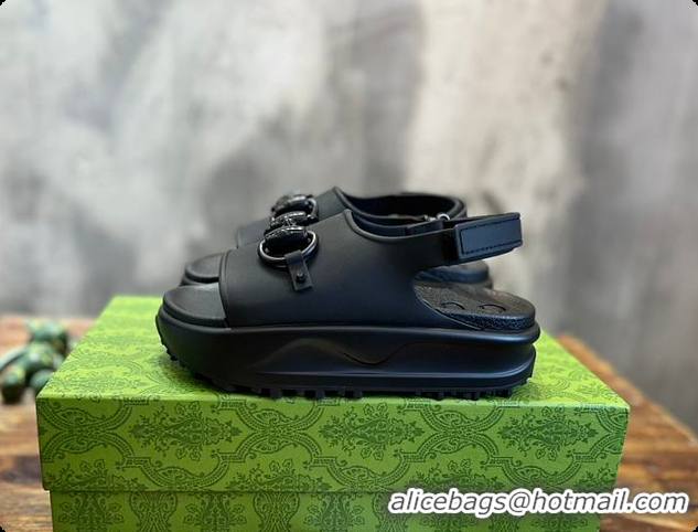 Shop Duplicate Gucci Women's Horsebit Flatform Sandal Black 60701301