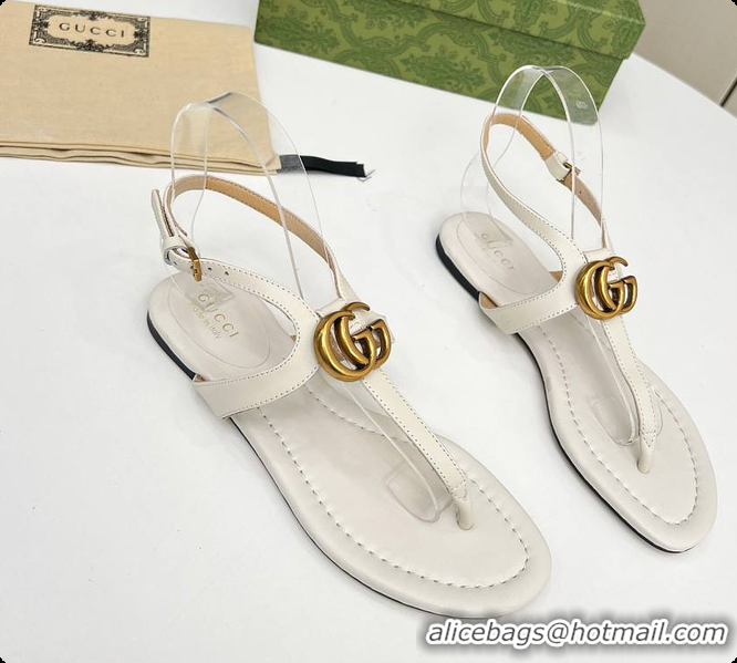 Pretty Style Gucci Women's Double G Thong Sandal White 60701302