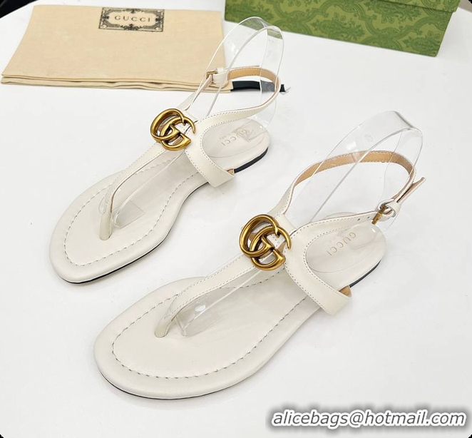 Pretty Style Gucci Women's Double G Thong Sandal White 60701302