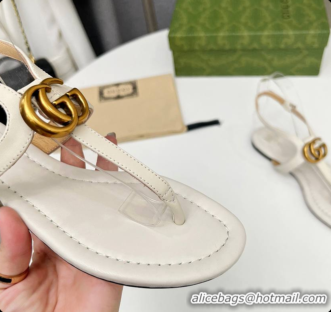 Pretty Style Gucci Women's Double G Thong Sandal White 60701302