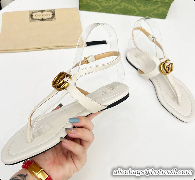 Pretty Style Gucci Women's Double G Thong Sandal White 60701302